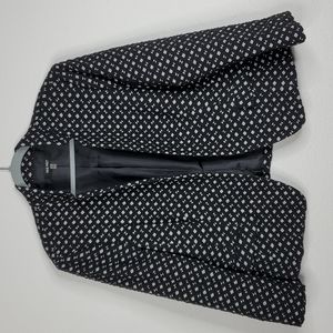 Nine West blazer stand collar geometric print lined open office wear womens 16